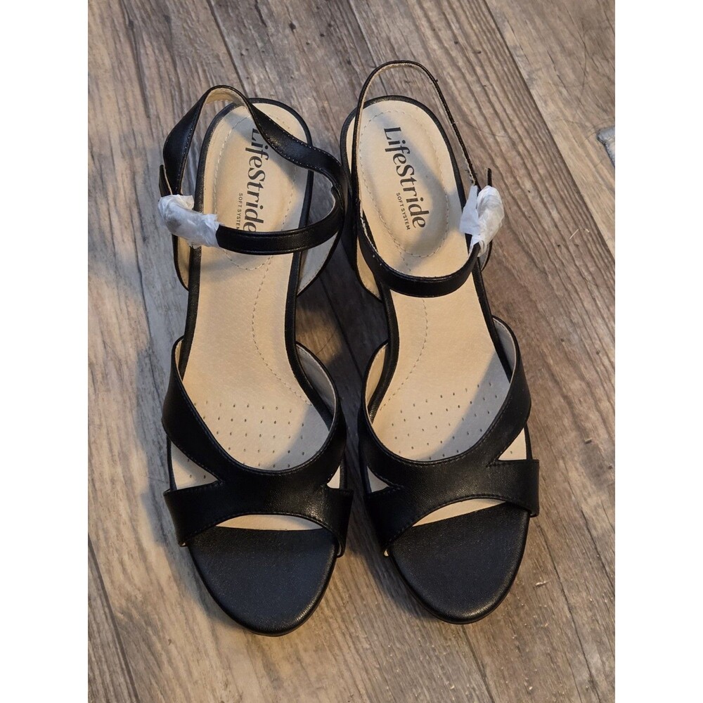 LifeStride Last Dance 4 sandals, black, 3.5-inch heel &cushioned footbed-Size 8M